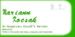 mariann kocsak business card